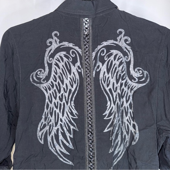 Harley Davidson Collar 3/4 Sleeve Graphic Blouse Size Medium - Picture 2 of 9